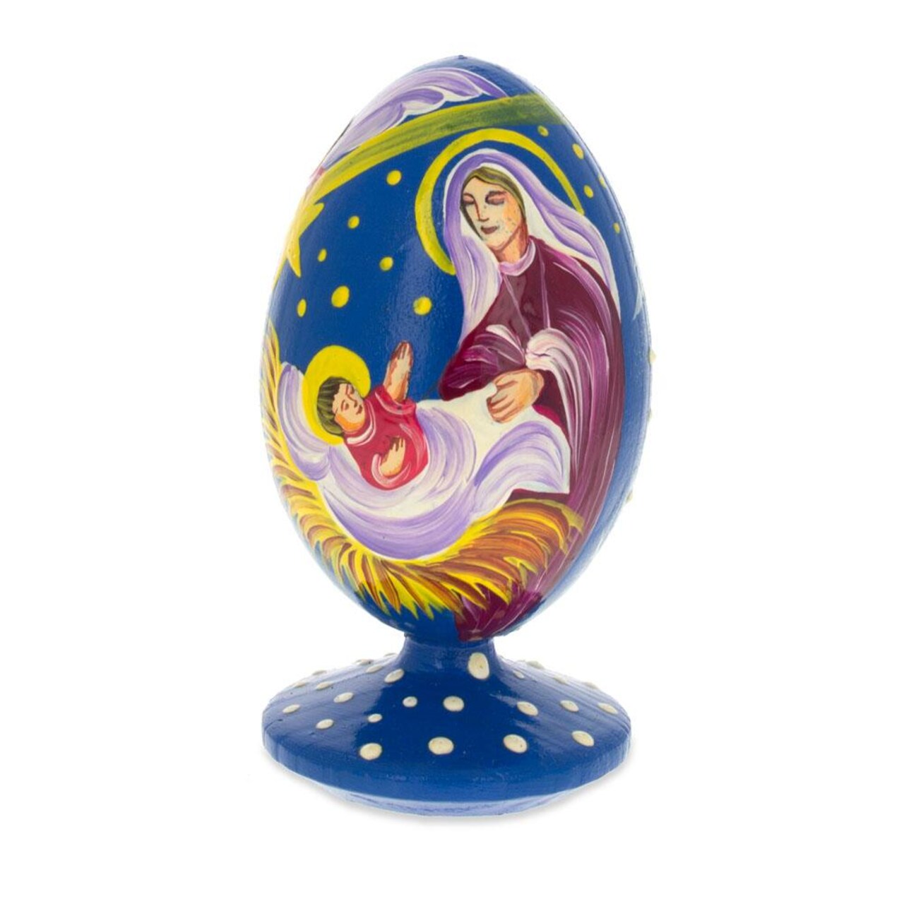 Bethlehem Star and Angel Overlooking Jesus Wooden Christmas Ornament